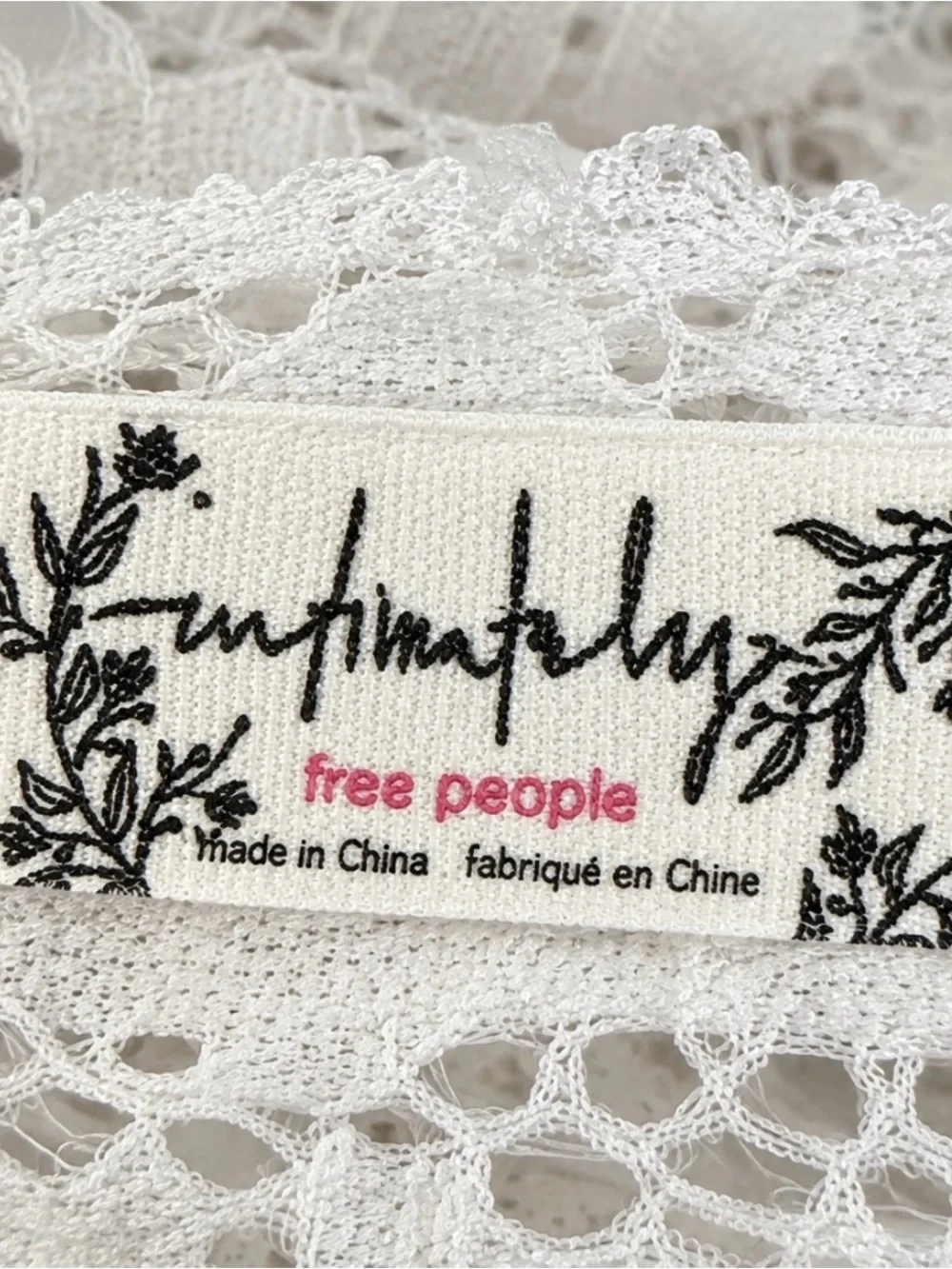Free People white Lace Cami sheer Crop Top Floral size medium